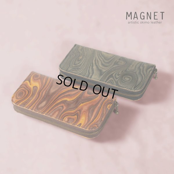 画像1: MAGNET / マグネット スキモレザー ラウンドファスナーロングウォレット WOOD (1)