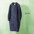 画像1: prit / プリット ストレッチ別珍ネルーカラーロングコーチジャケット  (1)