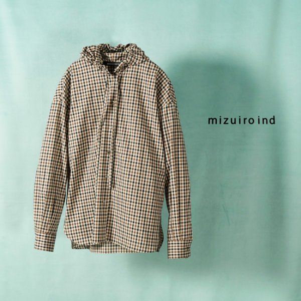 画像1: mizuiroind / ミズイロインド ギャザーフードシャツ (1)