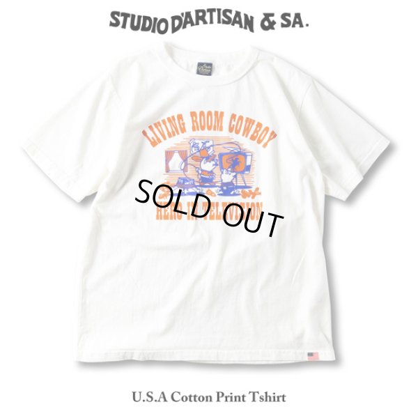 画像1: STUDIOD'ARTISAN / ステュディオダルチザン USAコットンプリントTシャツ (1)